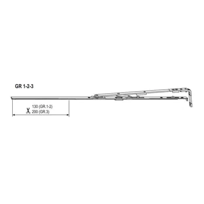 Merkproduct Braccio forbice A32011.00.01 AGB TESI per ribalta, GR 01, larghezza anta 280-420 mm, braccio 206 mm