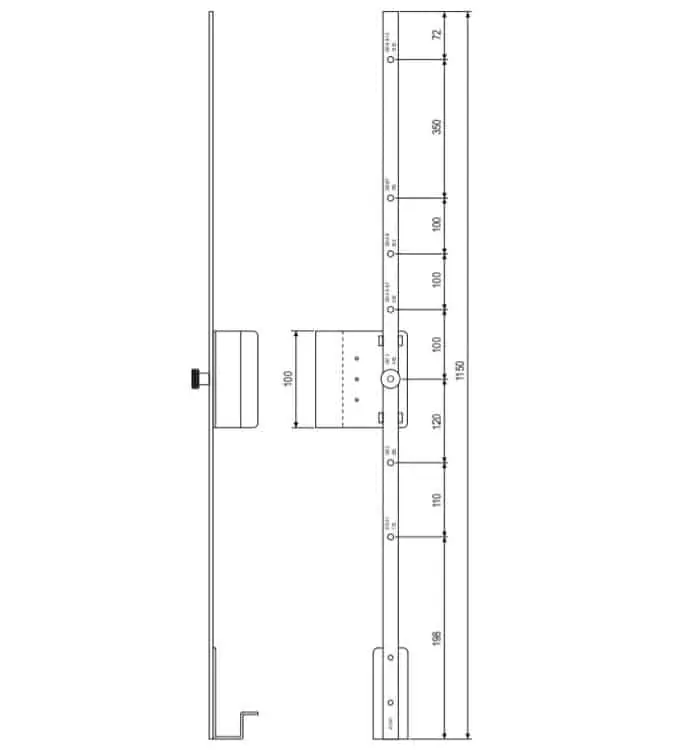 Voordeelprijs Dima AGB per foro scatola cremonese sull‘anta, altezza maniglia fissa, lunghezza 1150 mm