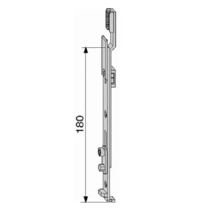 Gereduceerde Prijs Terminale inferiore A00481.00.01 AGB ribalta, per cremonese GR 1 e GR 2, lunghezza 180 mm, finitura Zinco Tropical
