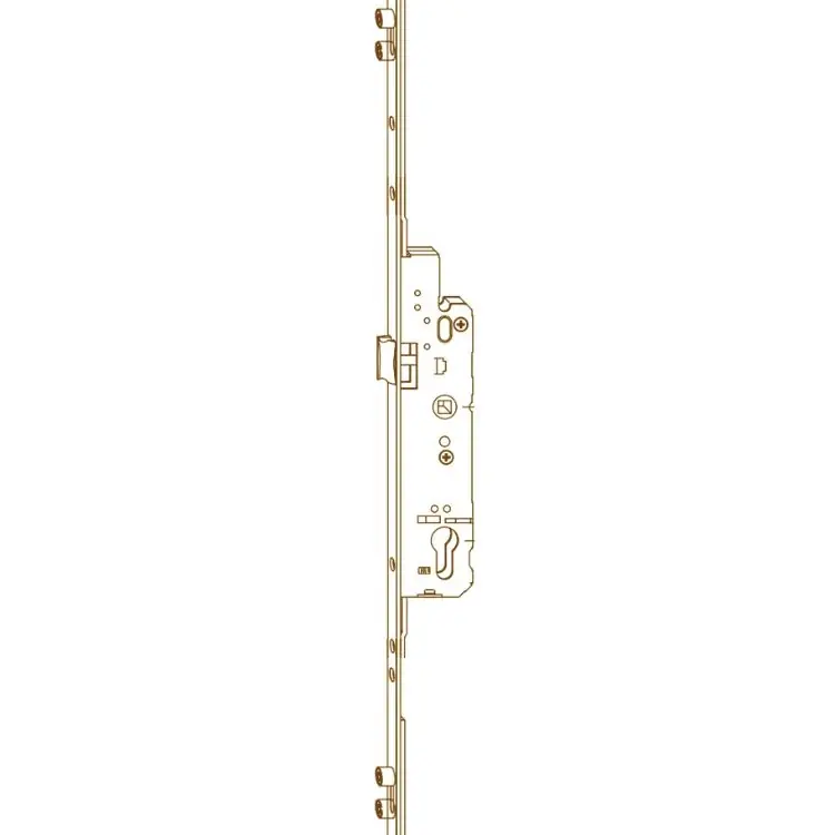 Nu Kopen Serratura Unitop A00457.50.10 AGB per portafinestra, foro yale entrata 50 mm, frontale 16x2400 mm, con 4 funghi, finitura Zinco Tropical