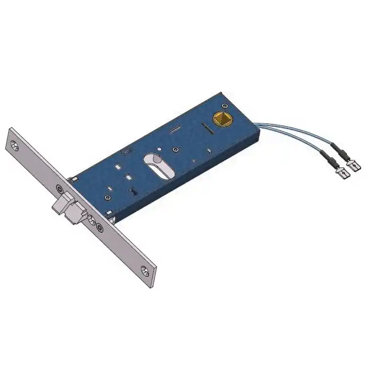 Elettroserratura per fascia Omec, foro Patent, scrocco, entrata 80 mm, scatola 44 mm, finitura Inox Actieprijs