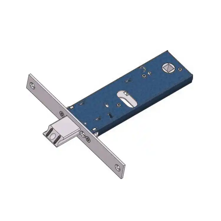 Serratura per fascia Omec, foro Ovale, scrocco con mandate, entrata 60 mm, scatola 44 mm, finitura Inox Meest Verkocht