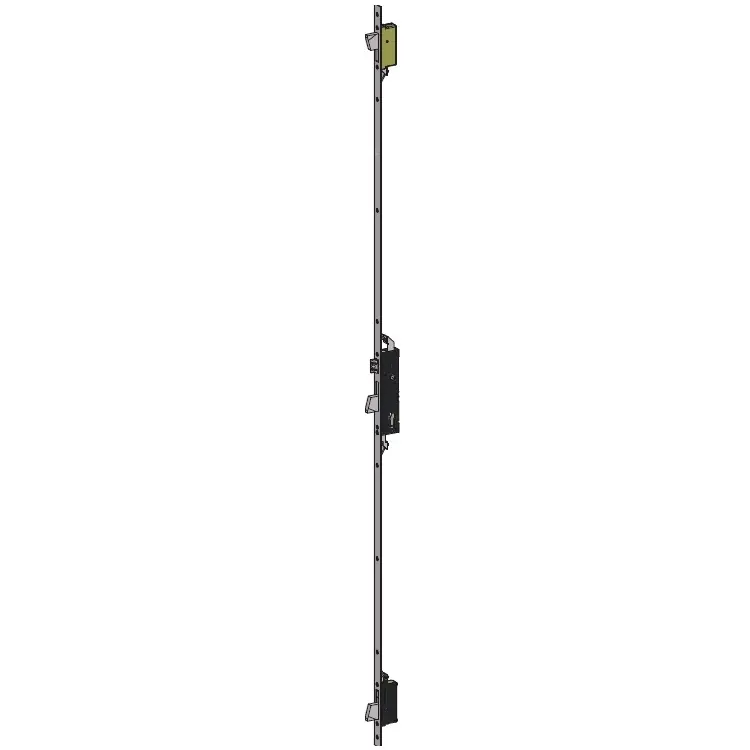 Serratura Multipunto per montante Omec 1500.35.PL, foro Yale, triplice, scrocco+3 catenacci, entrata 35 mm, finitura Inox Favoriet