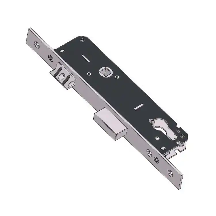Serratura per montante Omec, foro Yale, scrocco+catenaccio, entrata 55 mm, finitura Inox Koopje