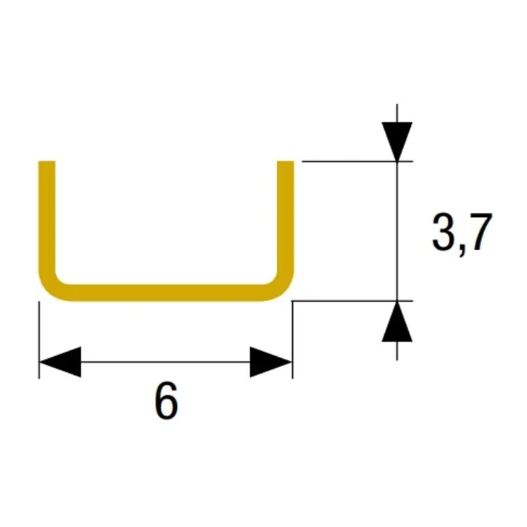 Bestseller Canale guida 230 Omge per scorrevole, dimensioni 3,7x6 mm, in Acciaio Ottonato