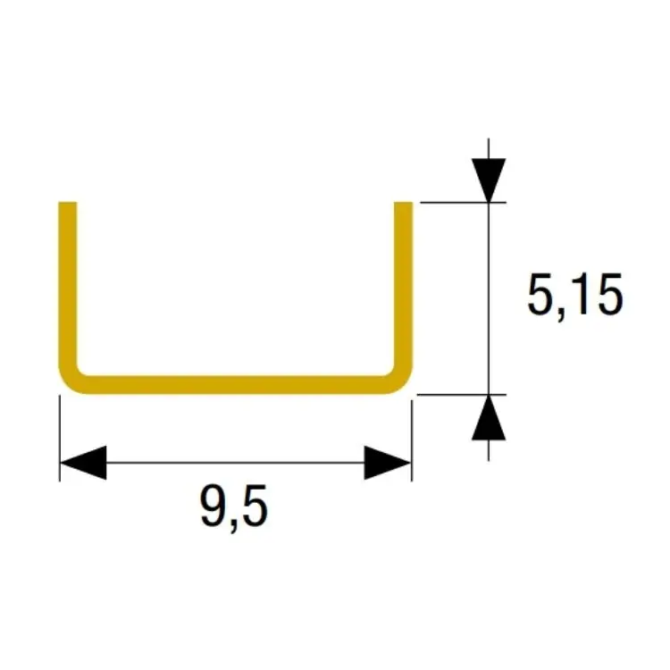 Canale guida 211 Omge per scorrevole, dimensioni 5,15x9,5 mm, in Acciaio Ottonato Direct Verzonden