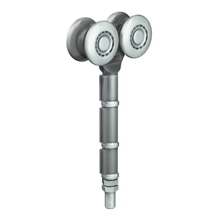 Carrello a saldare con cerniere 261 Omge per scorrevole Roll Ge 250, portata 380 Kg, con perno M14, ruote in Acciaio diametro 55 mm Beperkte Voorraad