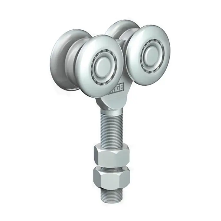 Exclusieve Aanbieding Carrello regolabile 253 Omge per scorrevole Roll Ge 250, portata 380 Kg, con perno M20, ruote in Acciaio diametro 55 mm