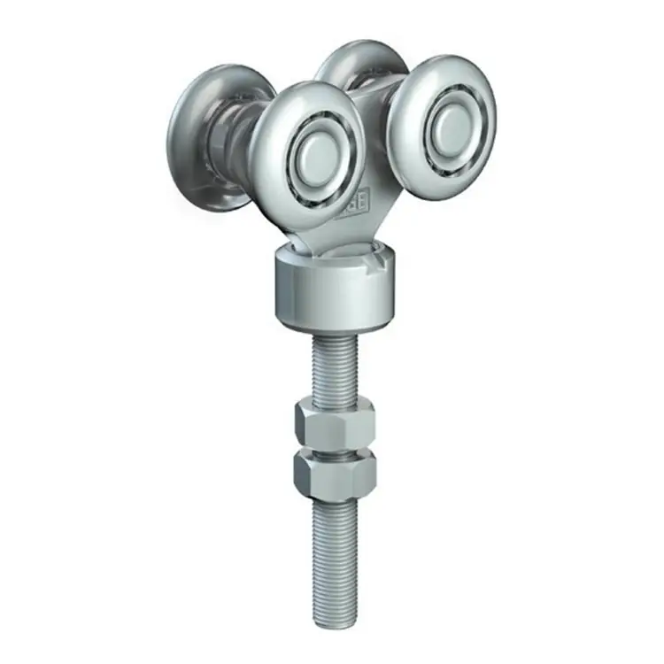 Carrello regolabile 79 Omge per scorrevole Roll Ge 50, portata 220 Kg, con perno M12 girevole, ruote in Acciaio diametro 38 mm Finale Uitverkoop