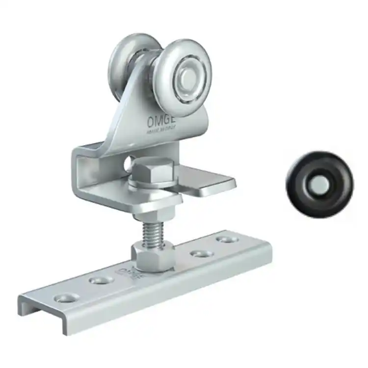 Carrello regolabile 44 Omge per scorrevole Roll Ge 20, portata 35 Kg, con perno M8, ruote in Acciaio-Nylon diametro 24 mm Dagaanbieding