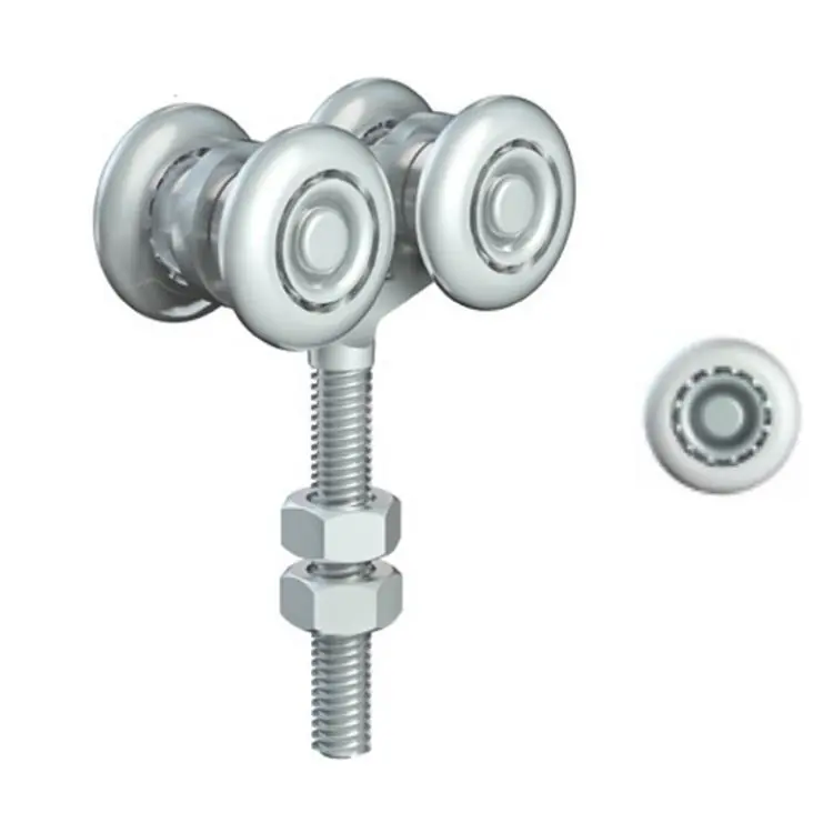 Merkproduct Carrello regolabile 1285 Omge per scorrevole Roll Ge 20, portata 35 Kg, con perno M8, ruote in Delrin diametro 24 mm