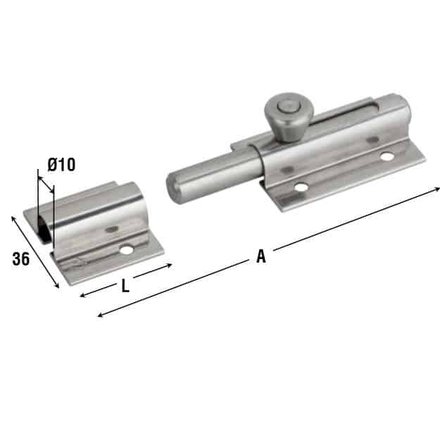 Catenaccio trasversale Aldeghi per porta, altezza 80,5 mm, in acciaio Inox Bestel Nu