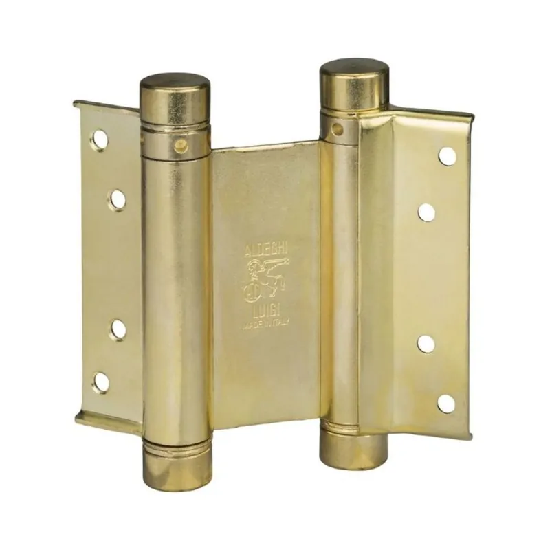 Cerniera Bommer 101 Aldeghi per porta, doppia azione, altezza 125 mm, Ottone finitura Lucido Gecertificeerd