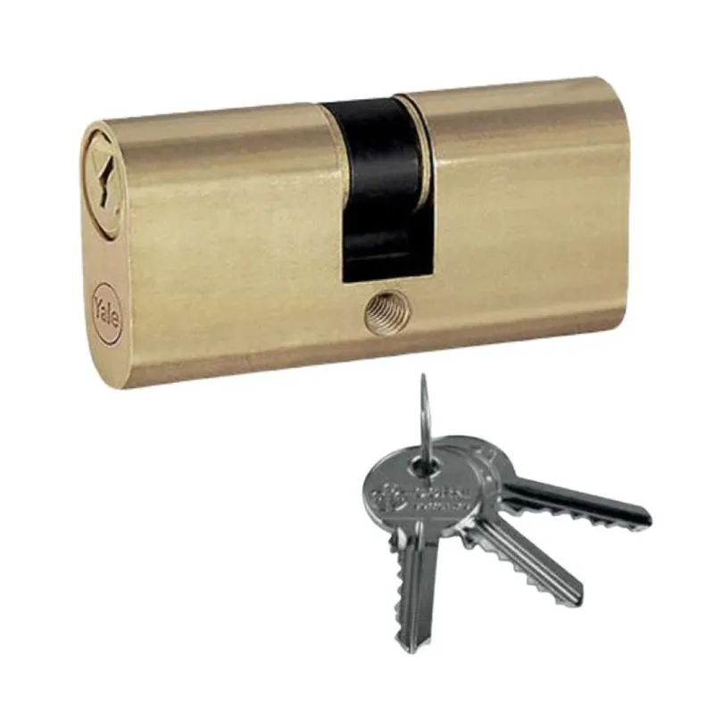 Doppio cilindro 090 Yale per porta, ovale, 5 pistoncini, lunghezza 54 mm 27+27, finitura Ottone Meest Verkocht