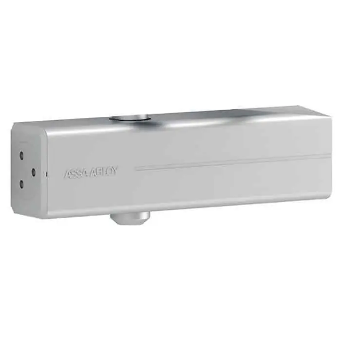 Chiudiporta aereo a cremagliera DC140 Assa Abloy per porta battente, solo corpo, forza di chiusura EN 2-5, finitura Argento Korting
