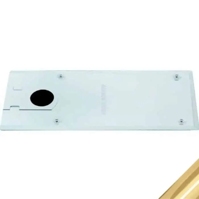 Piastra di copertura DC 477 Assa Abloy, lunghezza 294 mm larghezza 130 mm, finitura Ottone Lucido Merkproduct