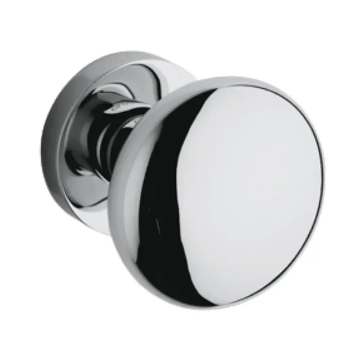 Pomolo tondo Edison Olivari, per porta ingresso, rosetta tonda fissa, impugnatura 60 mm, Ottone Cromo Lucido Shop Nu