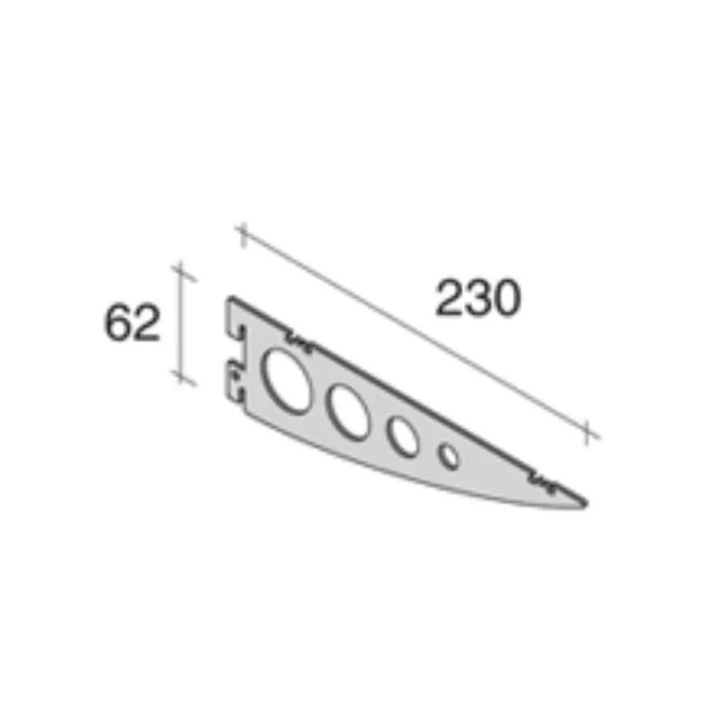 Goedkoop Supporto forato EDM Fitart per mensola in legno e vetro, lunghezza 230 mm, portata 60 Kg, Alluminio finitura Argento Satinato