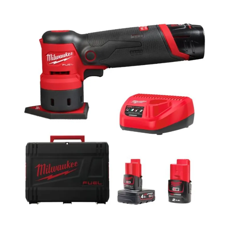 Levigatrice M12 FDSS-422X Fuel Milwaukee per levigatura, a delta compatta, 2 batterie, dimensione foglio 88,8 x 63,5 mm, velocità 0-14.000 giri/min Tijdelijk Beschikbaar