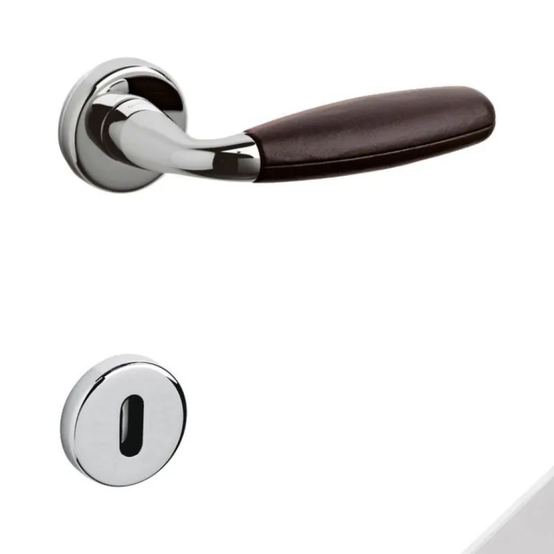 Beperkte Voorraad Maniglia Club Olivari per porta, rosetta e bocchetta tonda 47x10 mm, foro Patent, Ottone finitura SuperNichel Satinato, Testa di Moro
