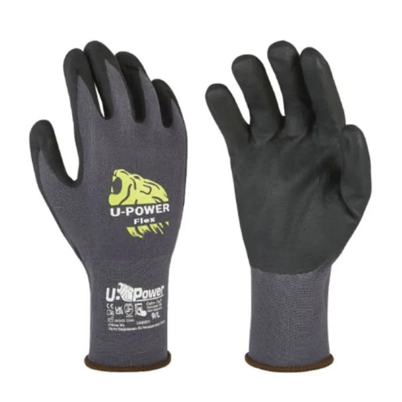 Tijdelijk Beschikbaar Guanti UG00001 Flex U Power da lavoro, taglia XL-10, fodera in Nylon, palmo in nitrile, touch screen, finitura Nero e Grigio