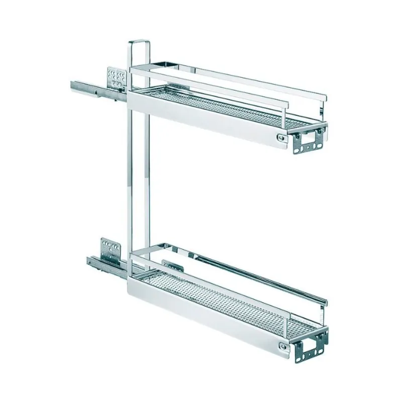 Cesto estraibile Jolly Kessebohmer per cucina, base 150/200 mm, estrazione totale, Acciaio finitura Cromo Lucido Gratis Retour