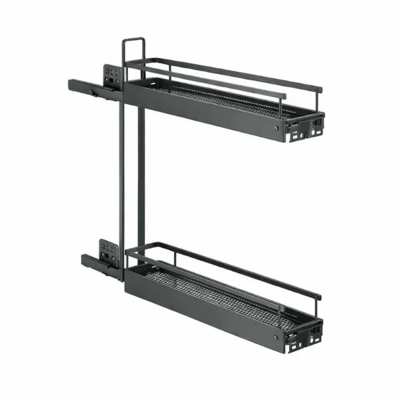 Cesto estraibile Jolly Kessebohmer per cucina, base 150/200 mm, estrazione totale, Acciaio finitura Antracite Betaalbaar