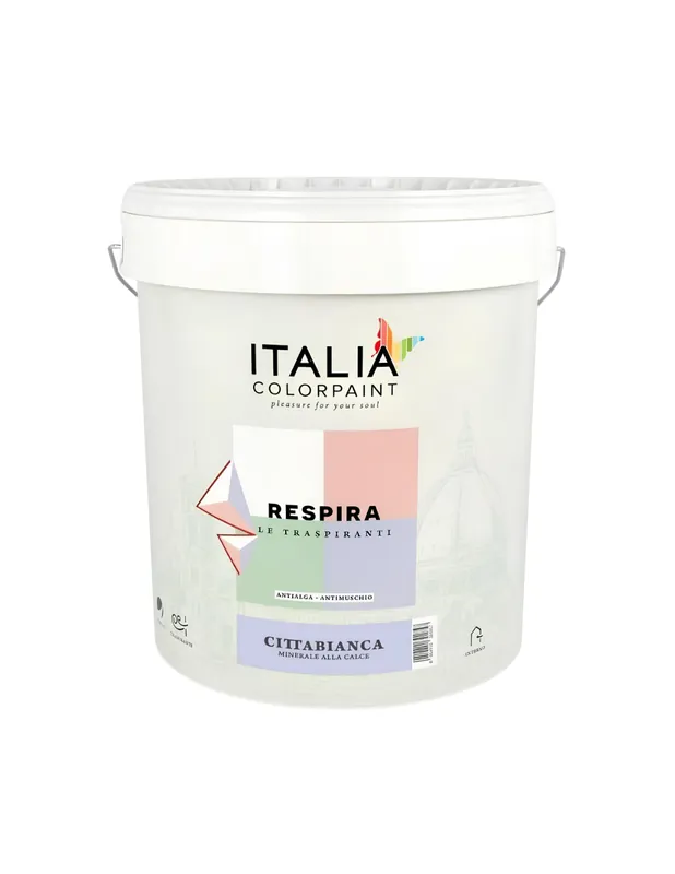 Dagaanbieding Idropittura Minerale Calce Traspirante Vari Formati Bianca Respira Cittabianca 4 lt, 1 pz.