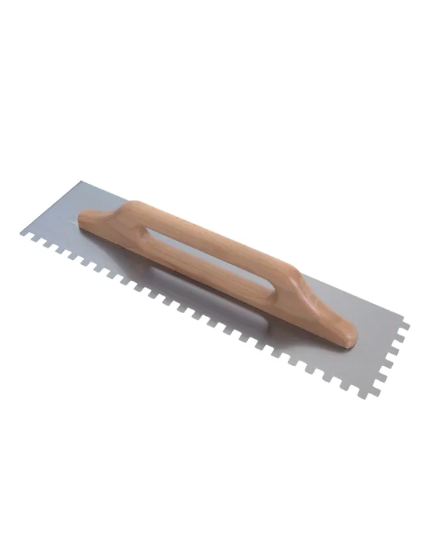 Spatola Dentata Acciaio 48x13cm Impugnatura Legno Cerato 10x10mm Favoriet
