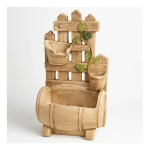 Betaalbaar Fontana Giardino Botte Marrone Calcestruzzo Senza Rubinetto 56 x 39 x h.103 cm