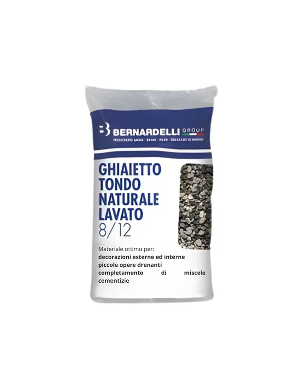 Premium Ghiaino Fiume 8/12 mm Aggregato Naturale Umido Lavato Vagliato Sacco 25 kg