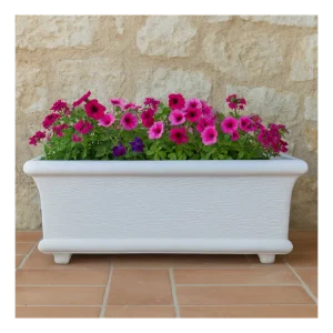 Fioriera Giardino Cemento Effetto Pietra Bianca L.90xP.40xH.40 cm Serie Grecale Hoge Kwaliteit