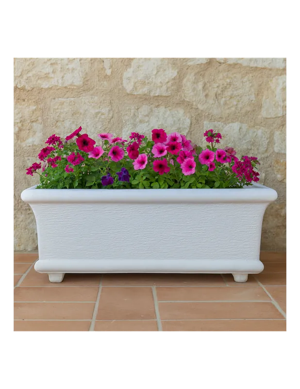 Fioriera Giardino Cemento Effetto Pietra Bianca L.90xP.40xH.40 cm Serie Grecale Hoge Kwaliteit