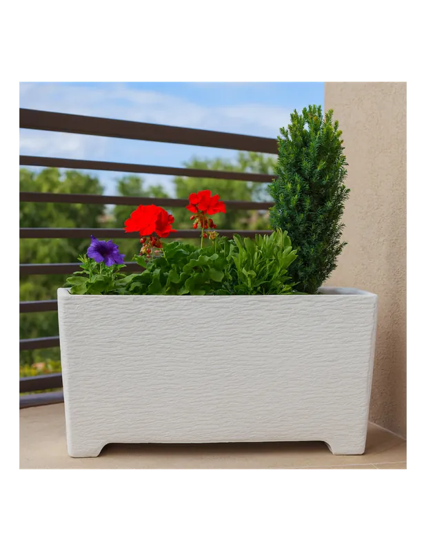 Op = Op Fioriera Giardino Cemento Effetto Pietra L.100xP.35,5xH.56 cm Serie Levante