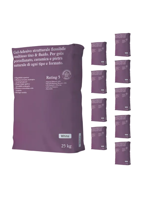 Goedkoop Gel Adesivo Strutturale Flessibile Bianco 25 Kg Incollaggio Confezione 10 Sacchi