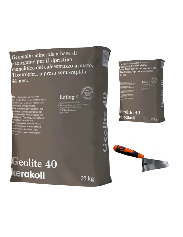 Geomalta Minerale Tixotropica 2 Sacchi Da 25 kg Cazzuola Punta Tonda 16 cm Nieuw