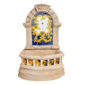 Fontana Spagnola Modello Barocco Maiolica H120xL80xP45 Cm Cemento Effetto Pietra Finale Uitverkoop