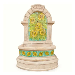 Fontana Spagnola Modello Girasoli Maiolica H120xL80xP45 cm Cemento Effetto Pietra Betrouwbaar