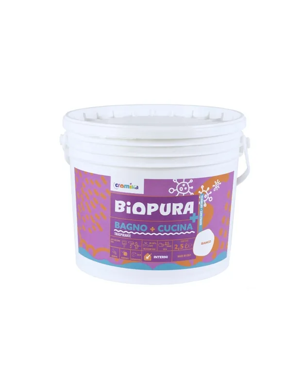 Betaalbaar Idropittura Traspirante Antimuffa Interni Bagno Cucina Linea BIOPURA Cromika 1 pz., 2.5 lt