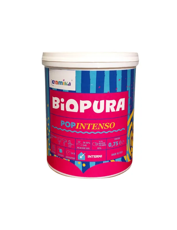 PopIntenso Palestra E Decori Interni Pittura Murale Lavabile E Coprente Cromika 1 pz., 0,750 lt, Blu Splash Favoriet