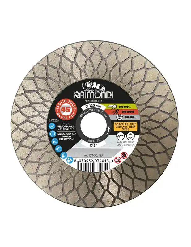 Disco Diamantato Diametro 125mm Taglio Jolly 45° F22,2mm Smussatura Superprijs