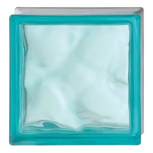 Nieuw Vetromattone Effetto Ondulato Propagazione Armoniosa Luce 190 x 190 x 80 mm 1 pz., Turchese