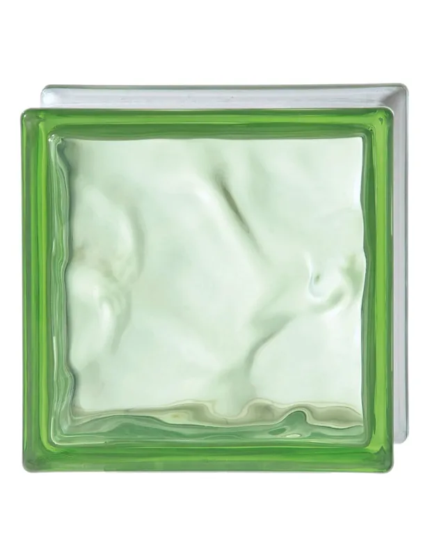 Vetromattone Ondulato Modello Pure Lime 190 x 190 x 80 mm Confezione 6 Pezzi Seizoensaanbieding