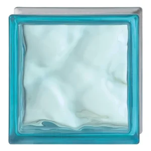 Weekendaanbieding Vetromattone Ondulato Modello Pure Azzurro 190 x 190 x 80 mm Confezione 6 Pezzi
