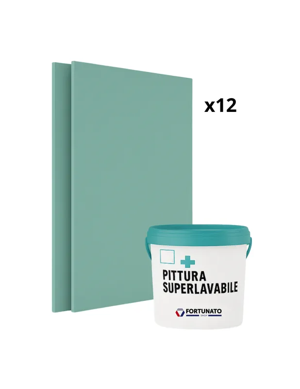 Koopje Set 12 Idrolastre Cartongesso H2 BA13 1200x2000 Pittura Superlavabile 4 L