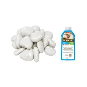 Ciottoli decorativi Bianco Carrara – Effetto bagnato brillante con CIR Tono Plus Protettivo 1 pz., 25/40, 5 kg + 1 L Laatste Versie