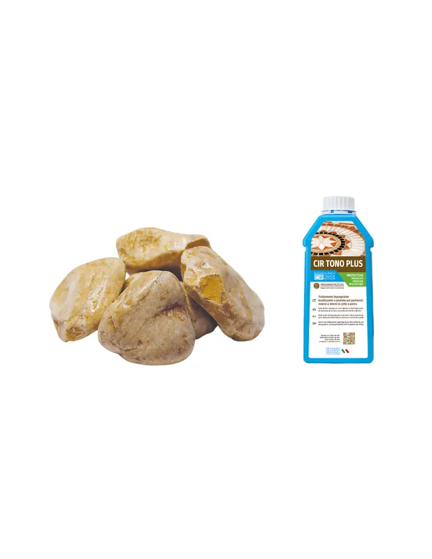 Ciottoli Giallo Siena Brillanti Effetto Bagnato con Protettivo CIR 1 pz., 25/40, 5 kg + 1 L Rechtstreeks Van De Fabrikant