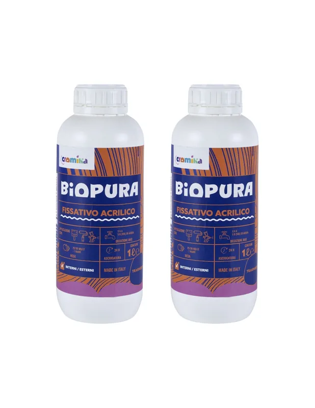 Kit Fissativo Acrilico Isolante Professionale per Muri e Intonaci BIOPURA Cromika – 2 Pezzi Favoriet