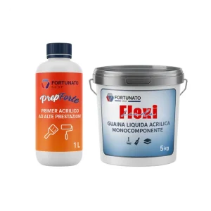 Bestel Nu Soluzione Professionale PrepForte + FlexiScudo per Impermeabilizzazione e Protezione Superfici 1 pz., Bianco, 5 kg + 1 L (Singolo)