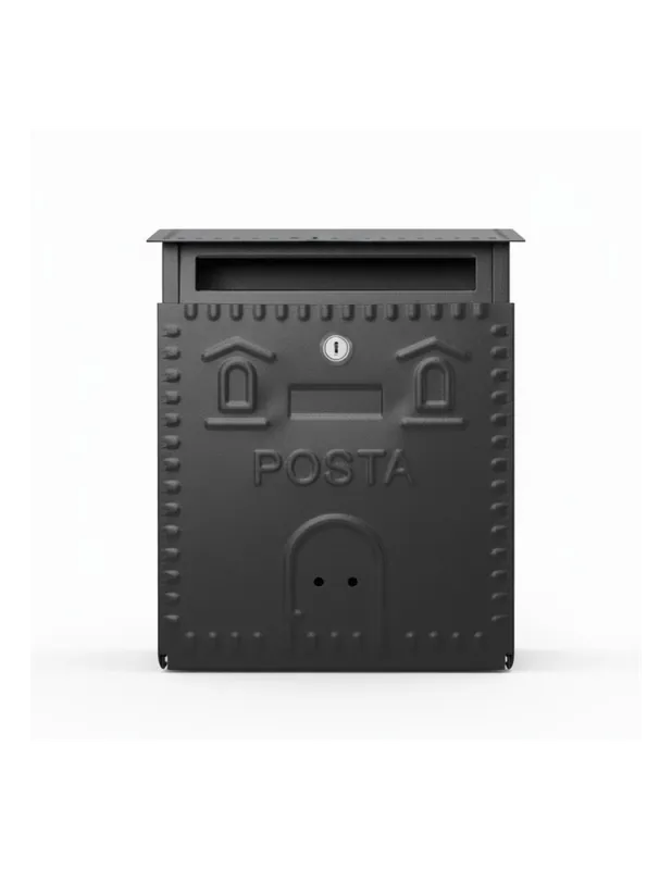 Cassetta Postale Rustica Nera In Ferro Battuto 230x90xH.290 mm Veilige Betaling